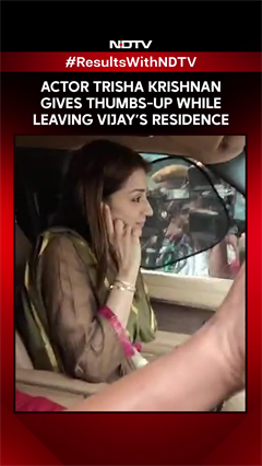 Trisha Krishnan's Gives 'Thumbs-Up' While Leaving TVK Chief Vijay's Residence
