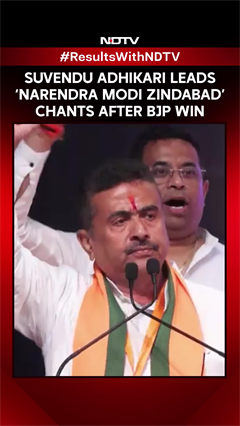 Suvendu Adhikari Leads &lsquo;Narendra Modi Zindabad&rsquo; Chants After Bengal BJP Victory