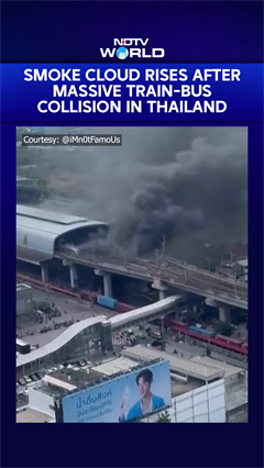 Thailand Train Crash | Smoke Cloud Rises After Massive Train-Bus Collision in Thailand