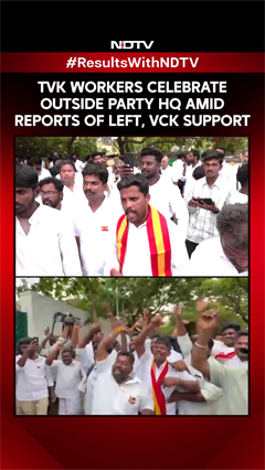 TVK Workers Celebrate Outside Party HQ Amid Reports Of Left, VCK Support