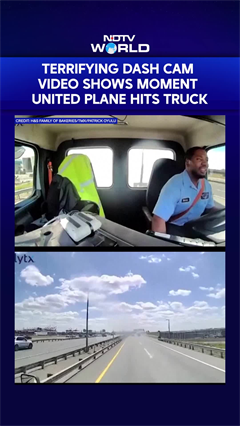 Dash Cam Video Shows Moment United Plane Crashes Into Truck Injuring Driver
