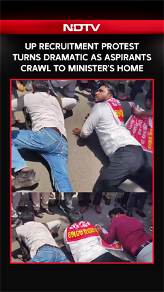 UP Teacher Recruitment Aspirants Crawl To Minister's Residence In Protest