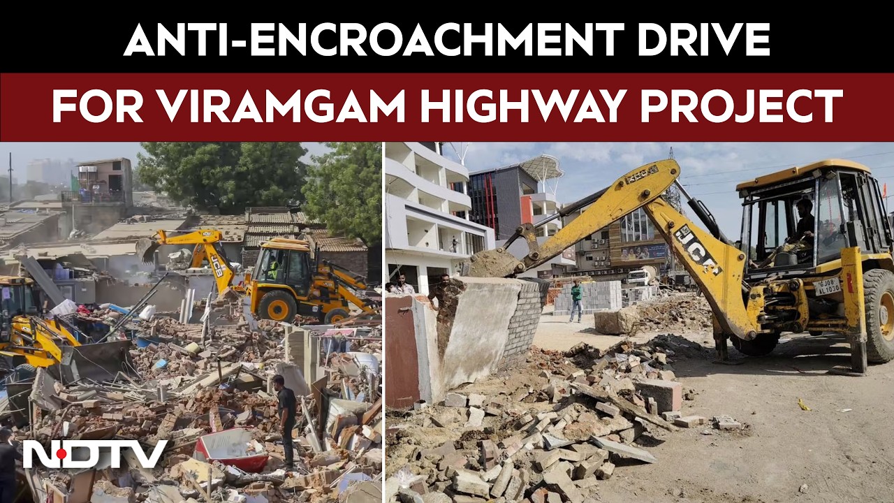 Gujarat News | Viramgam Sees Massive Anti-Encroachment Drive For Four-Lane Highway Project
