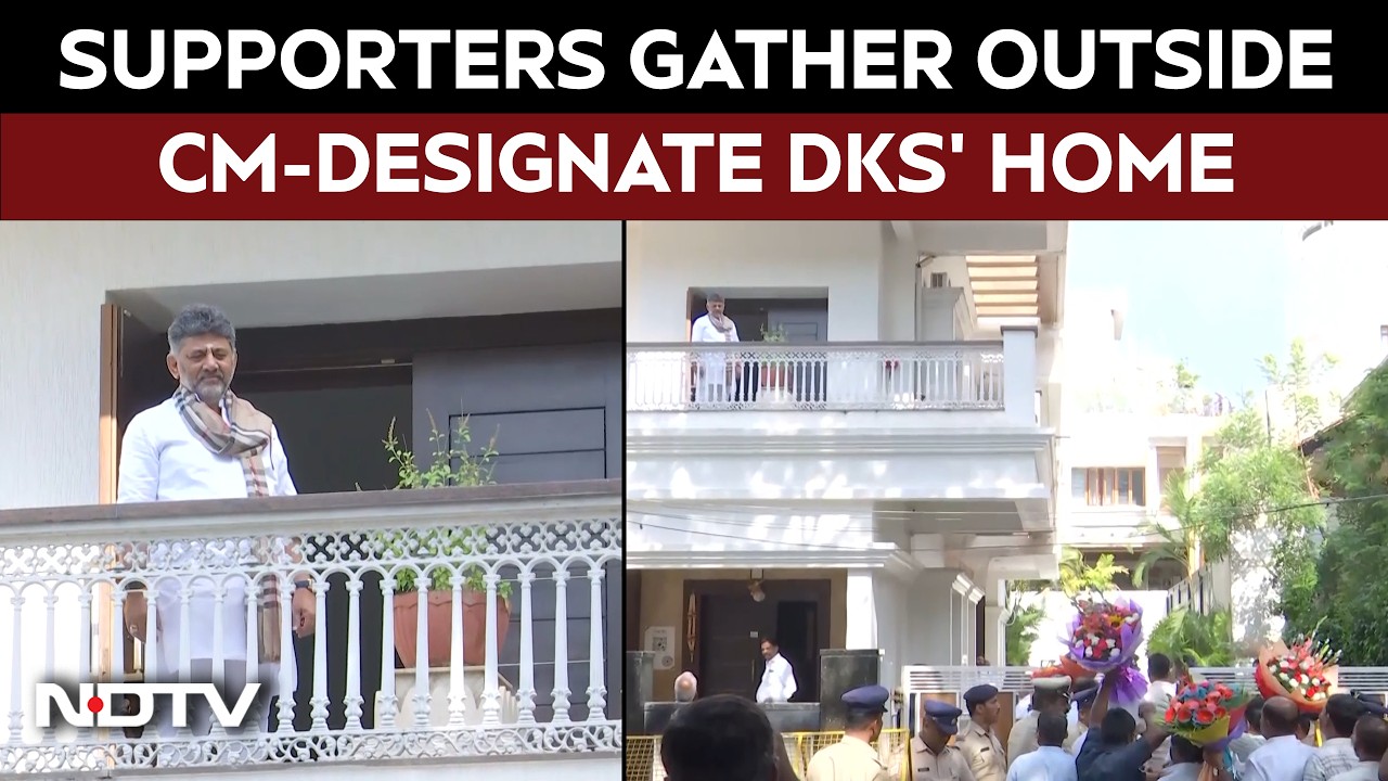 Karnataka News | Supporters Gather Outside Karnataka CM-Designate DK Shivakumar's BengaluruResidence