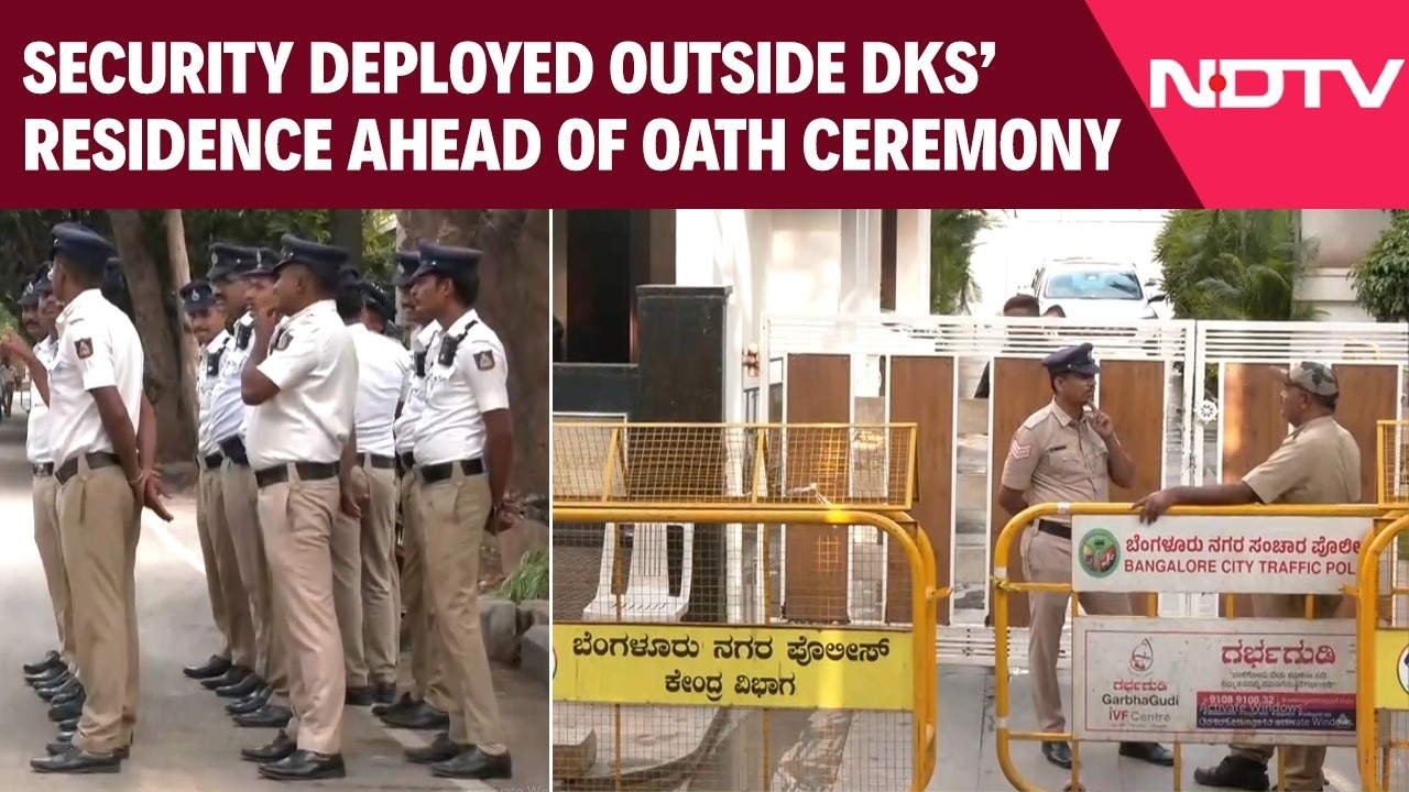 Security Deployed Outside K'taka CM Designate DK Shivakumar's Residence Ahead Of Oath Ceremony