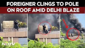 Foreigner Clings On Roof Amid Delhi Hotel Fire, Dramatic Escape Goes Viral