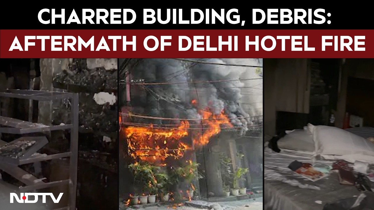 Delhi Hotel Fire | Charred Building, Debris: Video Shows Devastating Aftermath Of Delhi Hotel Fire