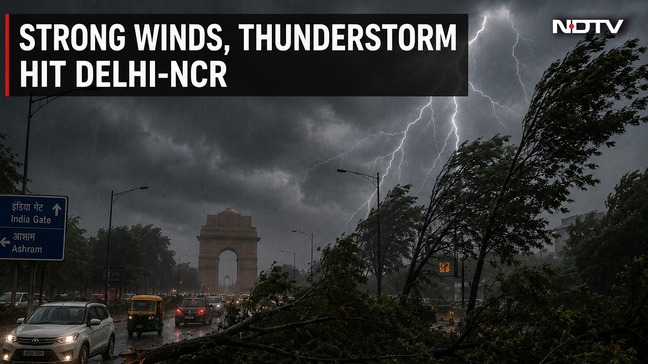 Delhi Rain News | Strong Winds, Thunderstorm Hit Delhi-NCR