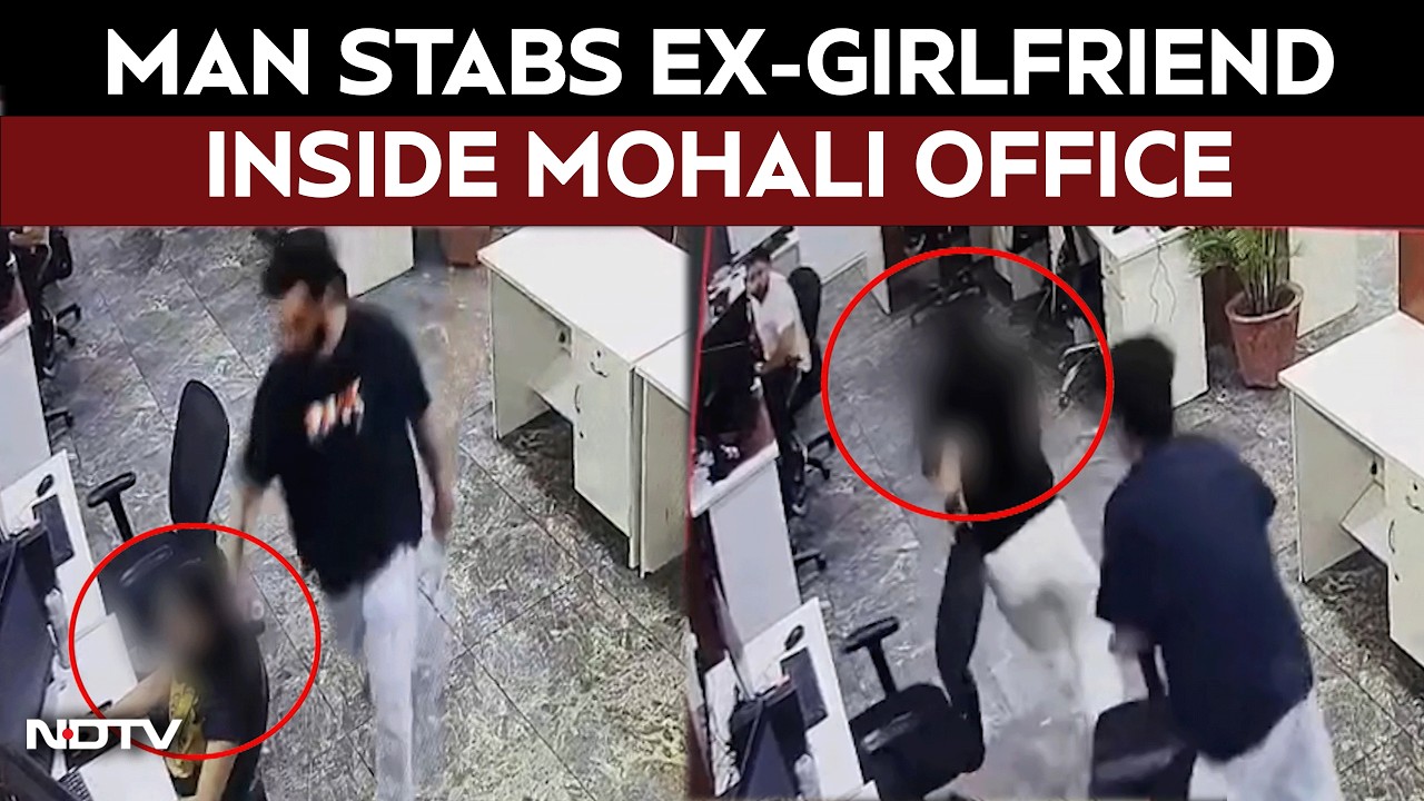 Mohali Murder Video | Man Fatally Stabs Ex-Partner Inside Mohali Office, Later Cuts Himself Too