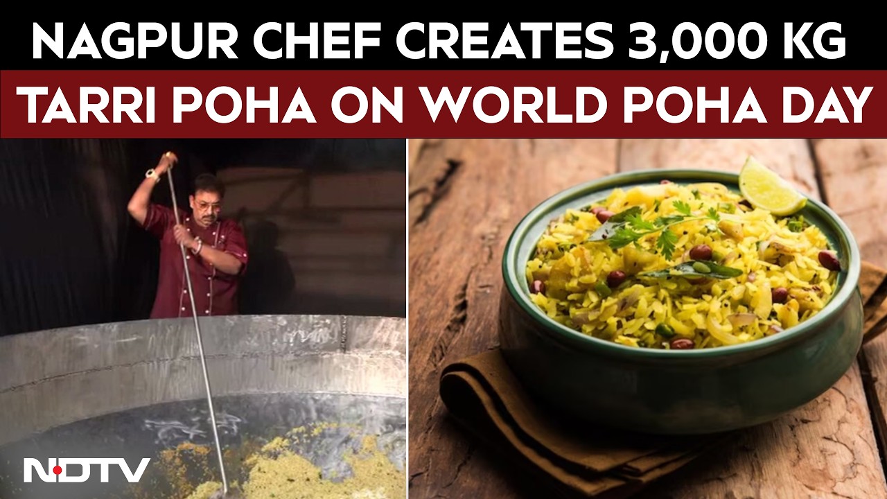 World Poha Day | Chef Vishnu Manohar Creates 3,000 Kg Tarri Poha on World Poha Day