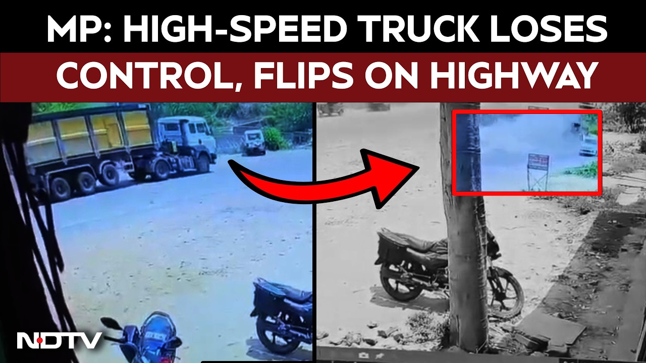 Chitrakoot Horror: Speeding Truck Flips Dramatically, Bolero Narrowly Escapes