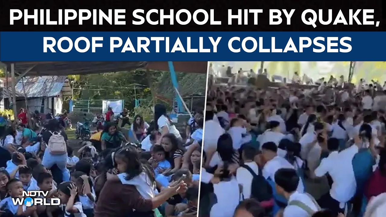 Philippines Earthquake | School Students Duck To Escape 7.8 Magnitude Quake As Roof Collapses