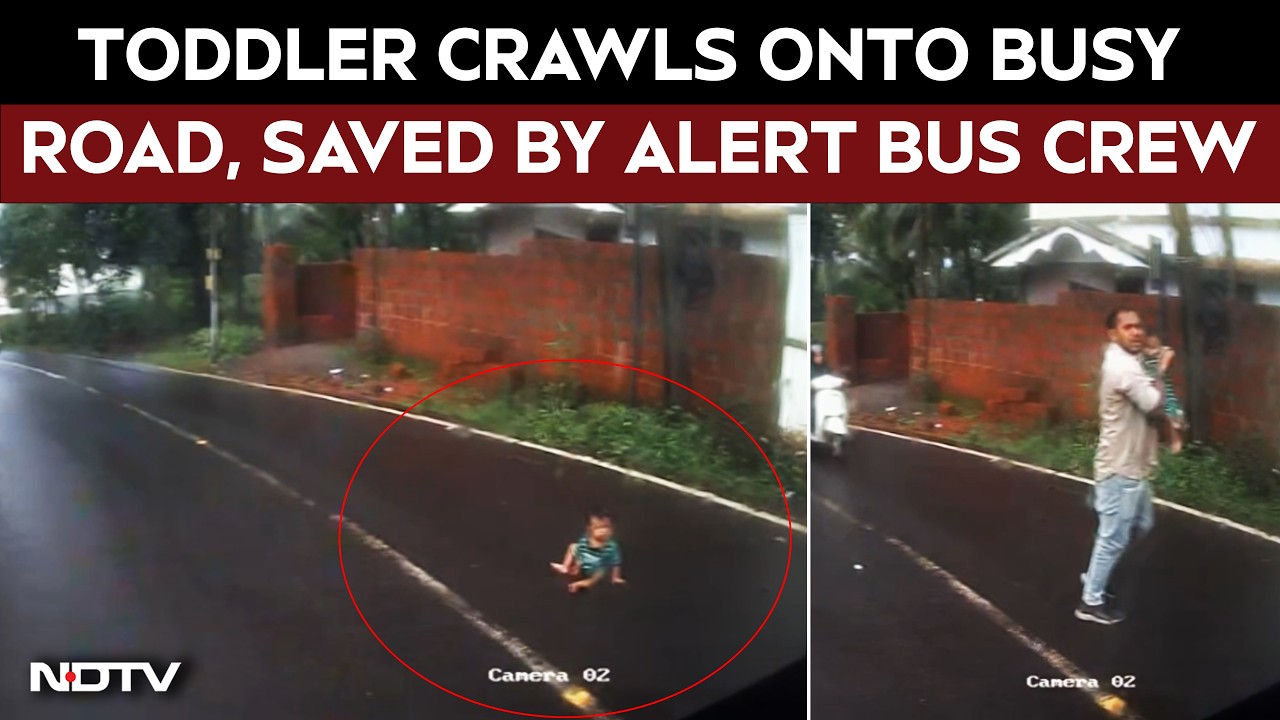 Kerala News | Toddler Crawls Onto Busy Road Unnoticed, Saved By Alert Bus Crew In Keralam's Mallapuram