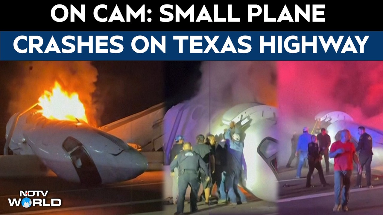 Texas Plane Crash | Crews Rush To Rescue People After Small Plane Crashes On Texas Highway
