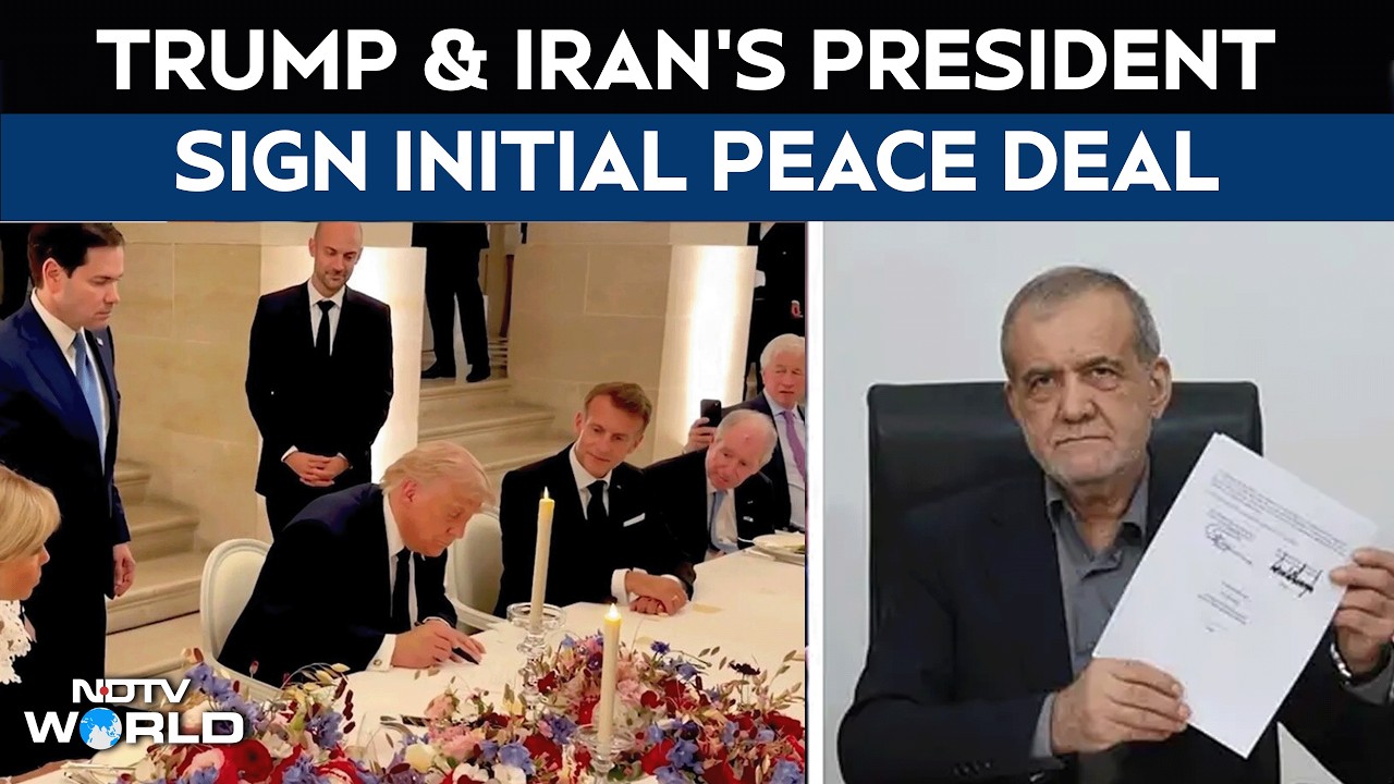 US Iran Peace Deal | Moment Trump Signs US-Iran Agreement At Palace Of Versailles