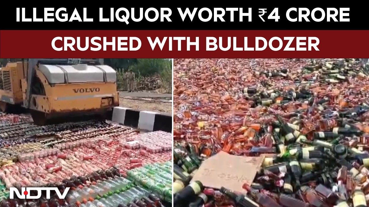 Gujarat Police Crush Illegal Liquor Worth ₹4 Crore With Bulldozer