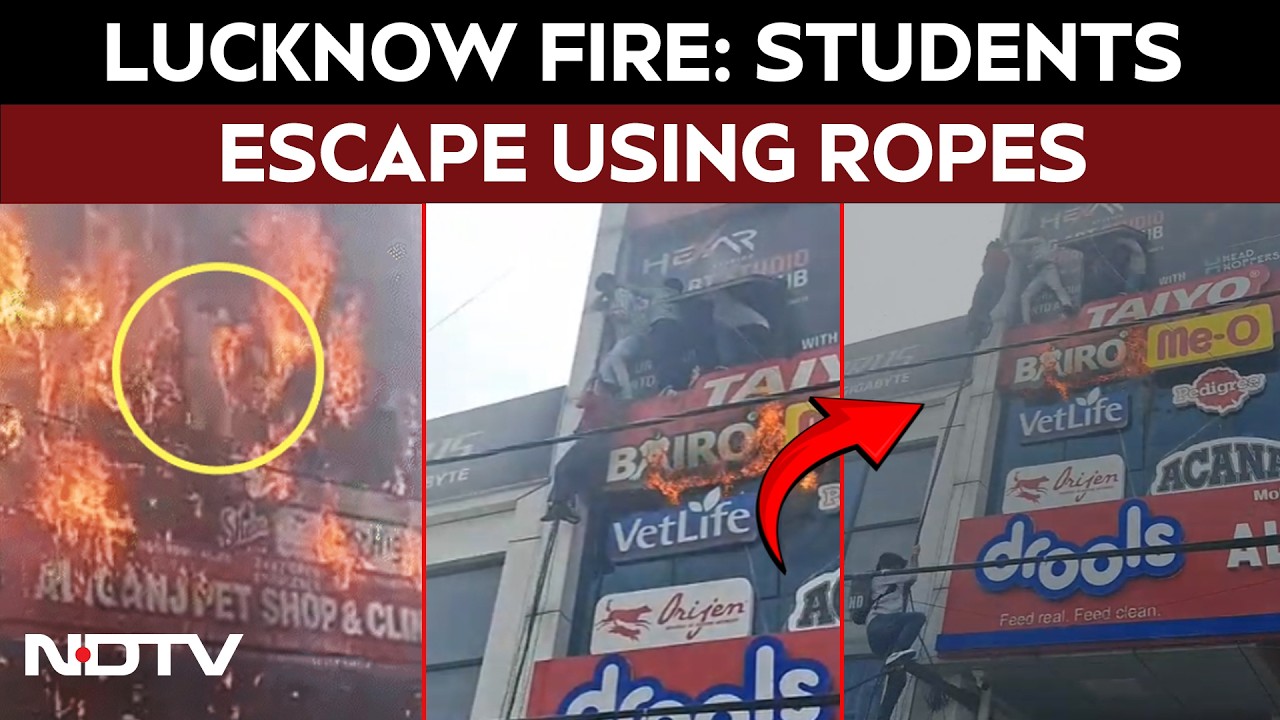 Lucknow Fire Latest News: Dramatic Rescue In Lucknow Fire As Students Climb Down Ropes