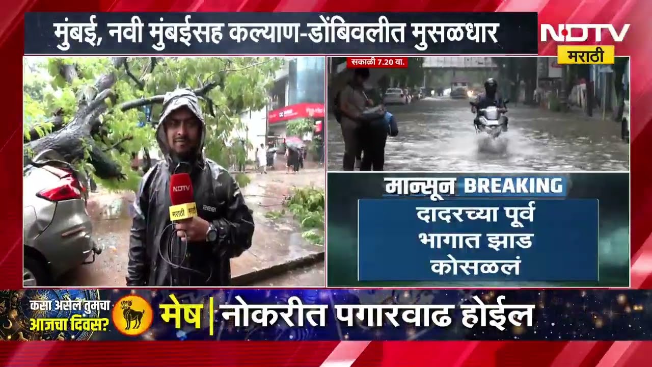 Dadar Tree Collapse मुंबईतील दादरमध्ये चारचाकी वाहनावर कोसळलं मोठं झाड, NDTV Marathi Monsoon Report