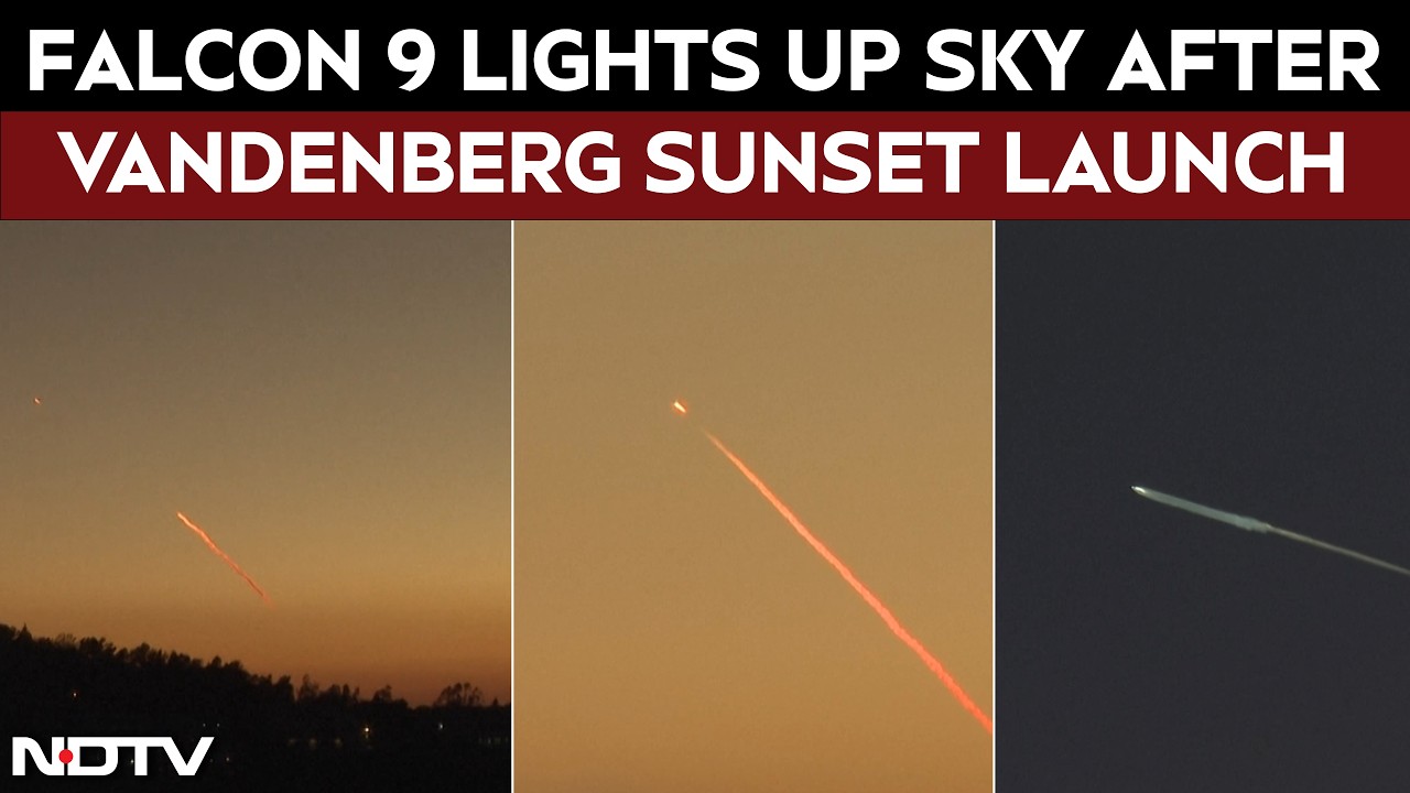 SpaceX Falcon 9 Lights Up Vandenberg Sky at Sunset in Stunning Starlink Launch