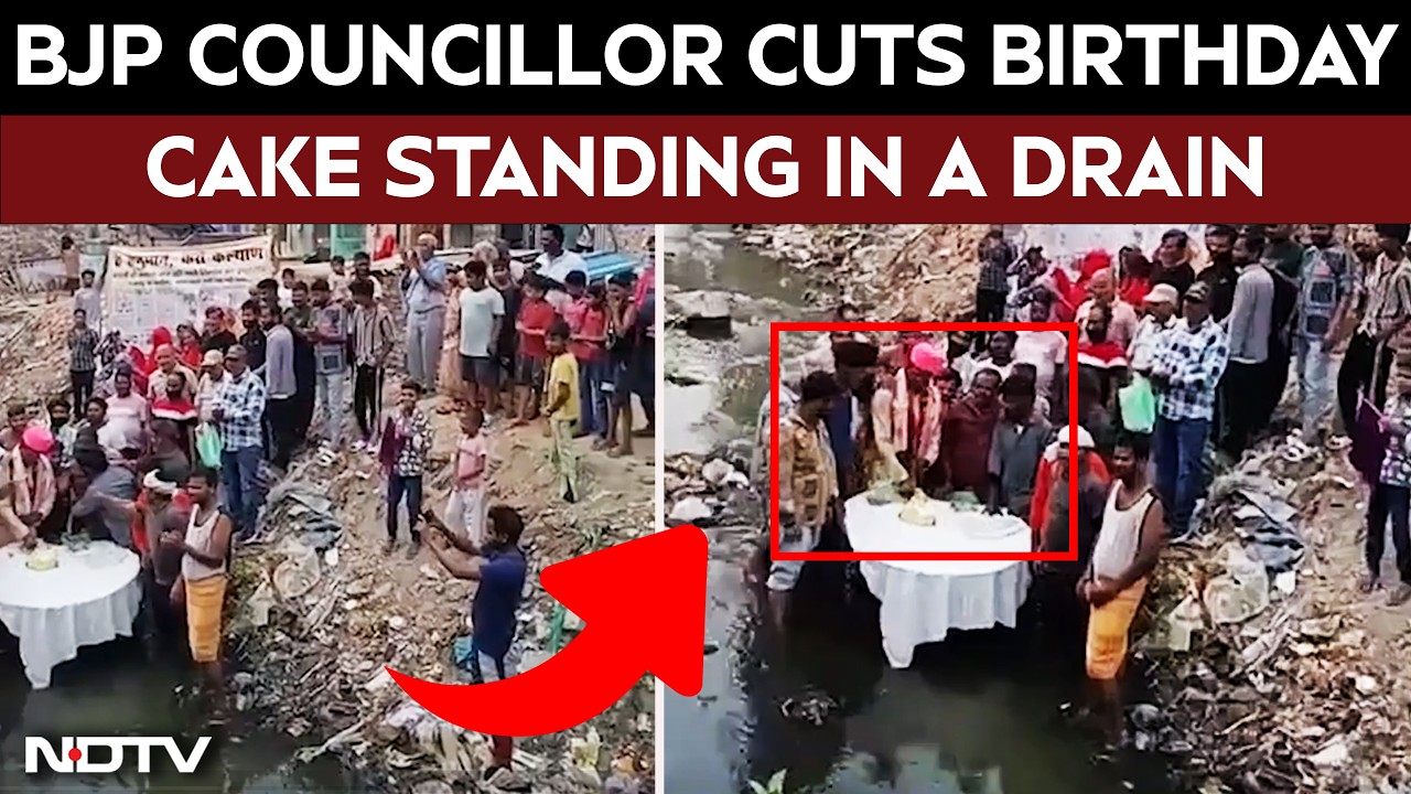 On Camera, BJP Councillor In Agra Cuts Birthday Cake Standing In A Drain
