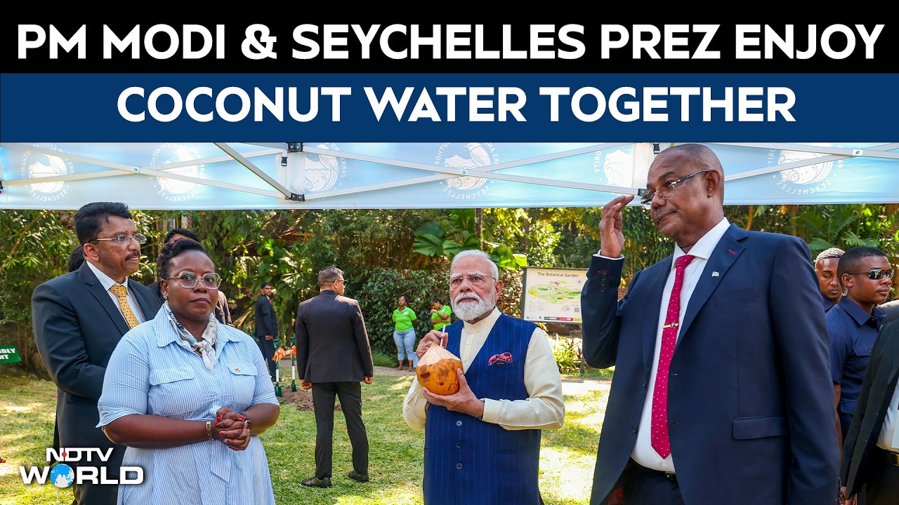 PM Modi Sips Coconut Water With Seychelles President in Charming Botanical Garden Moment