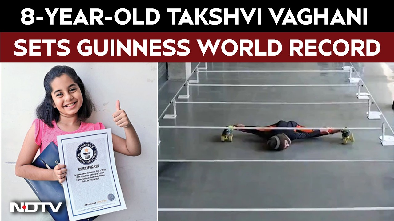 Gujarat News | 8-Year-Old Takshvi Vaghani Sets Guinness World Record, Glides Under 16 cm Bar