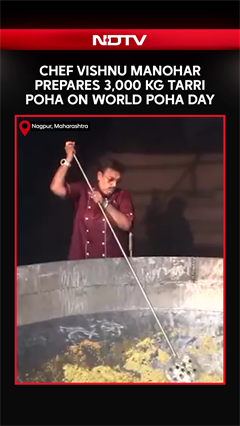 Chef Vishnu Manohar Creates 3,000 Kg Tarri Poha on World Poha Day