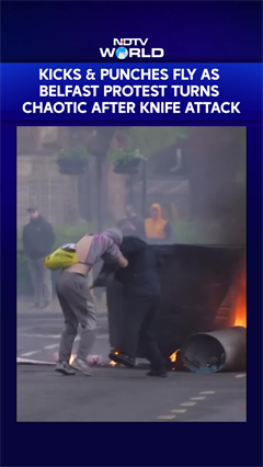 Kicks & Punches Fly As Belfast Protest Turns Chaotic After Knife Attack