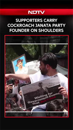 Supporters Lift Cockroach Janata Party Founder Abhijit Dipke On Their Shoulders During Protest