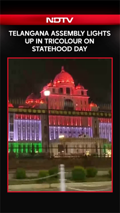 Telangana Assembly & Secretariat Illuminated In Tricolour Lights On Statehood Day