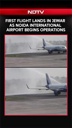 First Flight Lands At Noida International Airport As It Begins Commercal Operations
