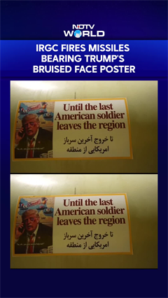 "Until Last American Leaves!" IRGC Fires Missiles Bearing Trump's Bruised Face Poster