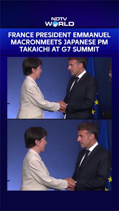 France President Emmanuel Macron Meets Japanese PM Sanae Takaichi At G7 Summit