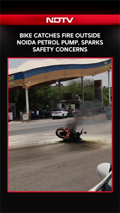 Bike Catches Fire Outside Noida Petrol Pump, Triggers Panic And Safety Concerns