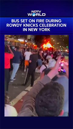 Video: Bus Engulfed In Flames During Rowdy Knicks Celebration In New York