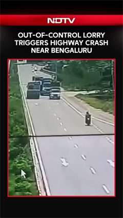 Bengaluru News | Highway Horror on Camera: Lorry Sparks Chain-Reaction Crash