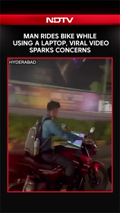 'Work From Bike' In Hyderabad | Biker Spotted Using Laptop While Riding, Video Goes Viral