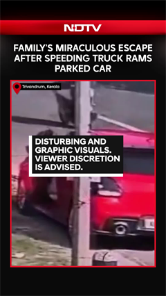 Caught On Camera: Family's Miraculous Escape After Speeding Truck Smashes Into Parked Car