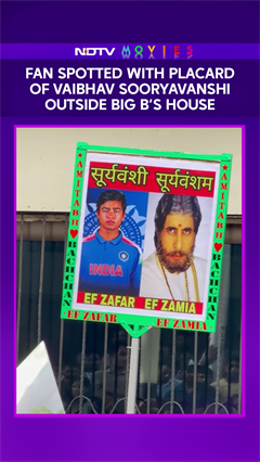 Fan Spotted With Placard of Vaibhav Sooryavanshi Outside Big B's House