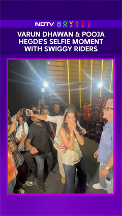 Varun Dhawan & Pooja Hegde's Selfie Moment With Swiggy Riders