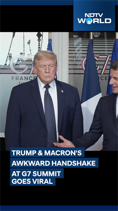 Trump & Macron's Awkward Handshake At G7 Goes Viral