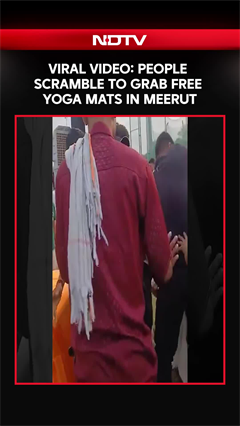 Viral Video: Crowd Scrambles For Free Yoga Mats At Meerut Yoga Day Event