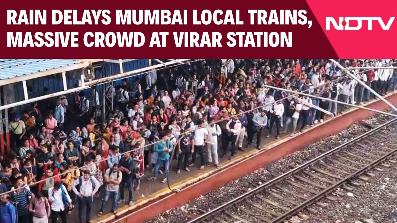 Mumbai: Rain Delays Local Trains, Massive Crowd At Virar Station
