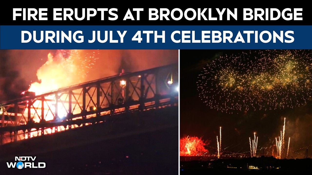 US Independence Day | Fire At New York's Brooklyn Bridge Due To July 4th Independence Fireworks