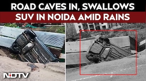 Noida News | Road Caves In, Swallows SUV in Noida Sector 129 Amid Heavy Rainfall