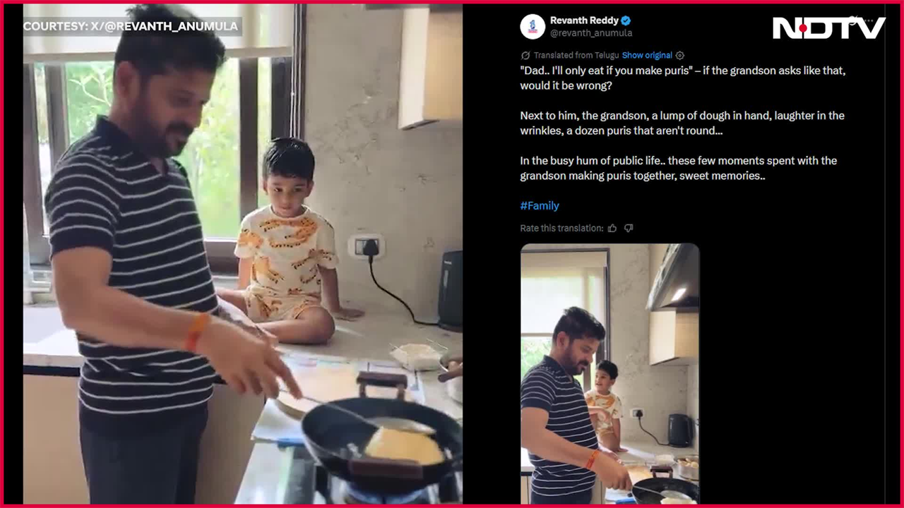 Telangana CM Revanth Reddy Makes Breakfast Pooris for Grandson, Video Goes Viral