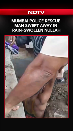 Video: On Camera, Dramatic Rescue Of Man Swept Away In Rain-Swollen Nullah In Mumbai