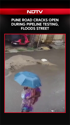 Pune Road Cracks Open During Pipeline Testing, Street Flooded