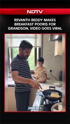 Revanth Reddy Makes Breakfast Pooris for Grandson, Video Goes Viral