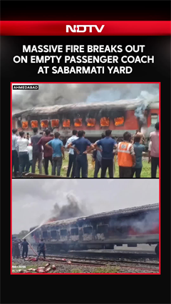 Massive Fire Breaks Out on Empty Passenger Coach at Sabarmati Yard